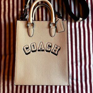 Coach Leather Mini Tote Bag – New with Tags – Cream / Black Strap – Unisex Cross